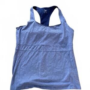 Horny Toad Blue Racer Back TBird Shelf Bra Organic Cotton Blend Top. SZ Large.